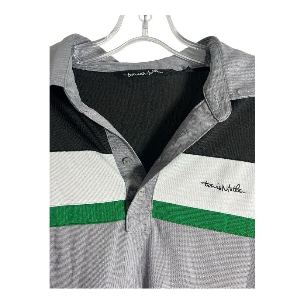 Travis Mathew Men's Gray and Green Polo Shirt - Picture 2 of 4